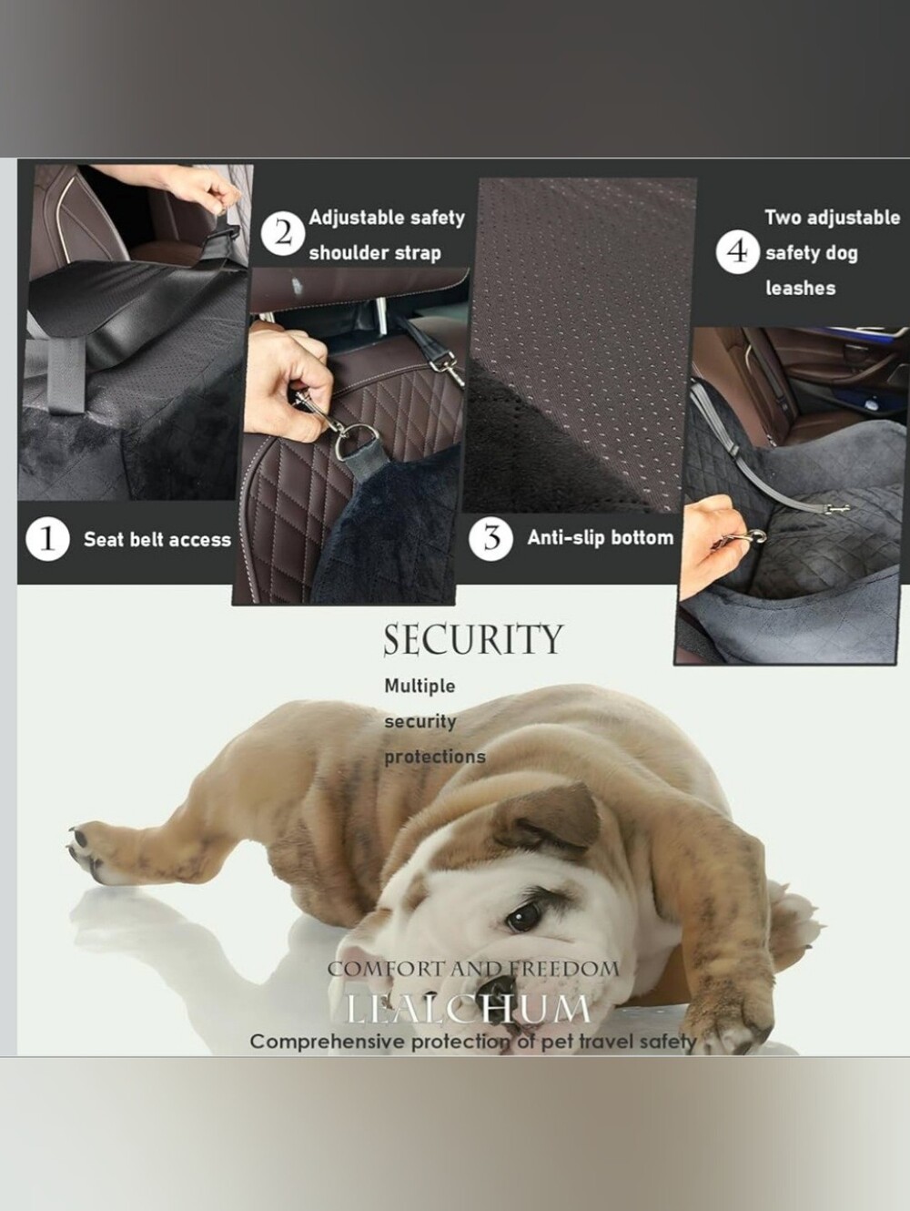 Lealchum Quilted Camel Dog Booster Seat - Picture 4 of 5